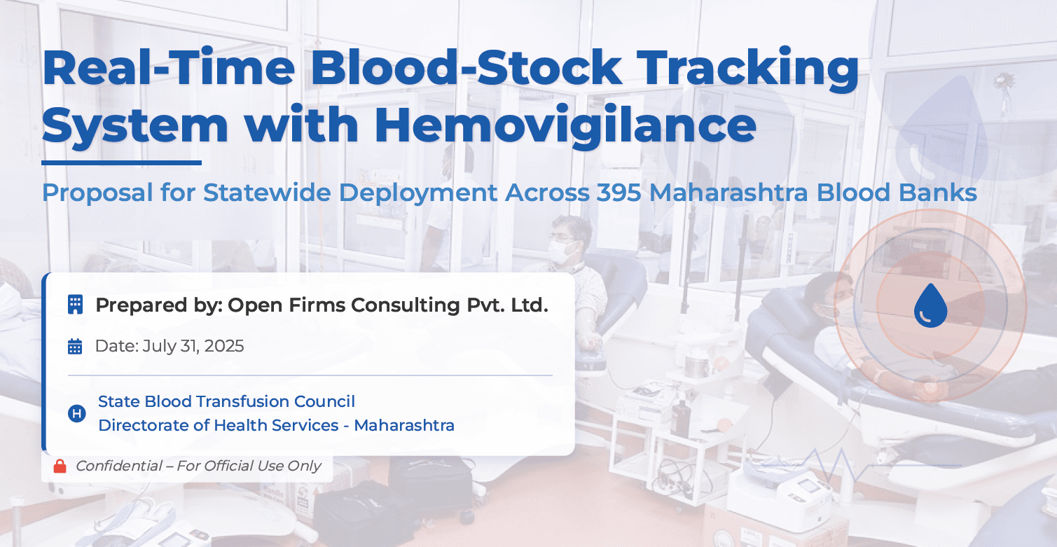 Cover of the proposal for a real time blood stock tracking system across 395 Maharashtra blood banks
